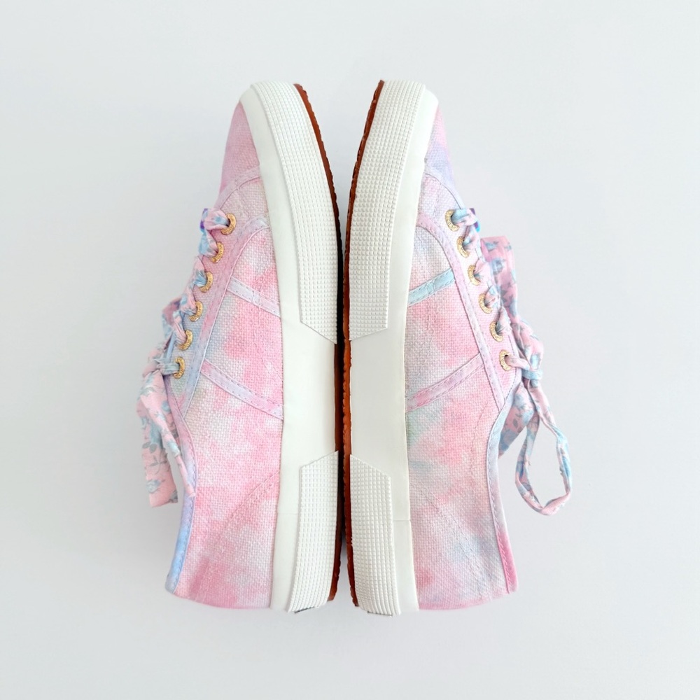 SUPERGA x LOVESHACKFANCY 2750 pink blue tie dye cotton candy canvas shoes - Picture 5 of 12